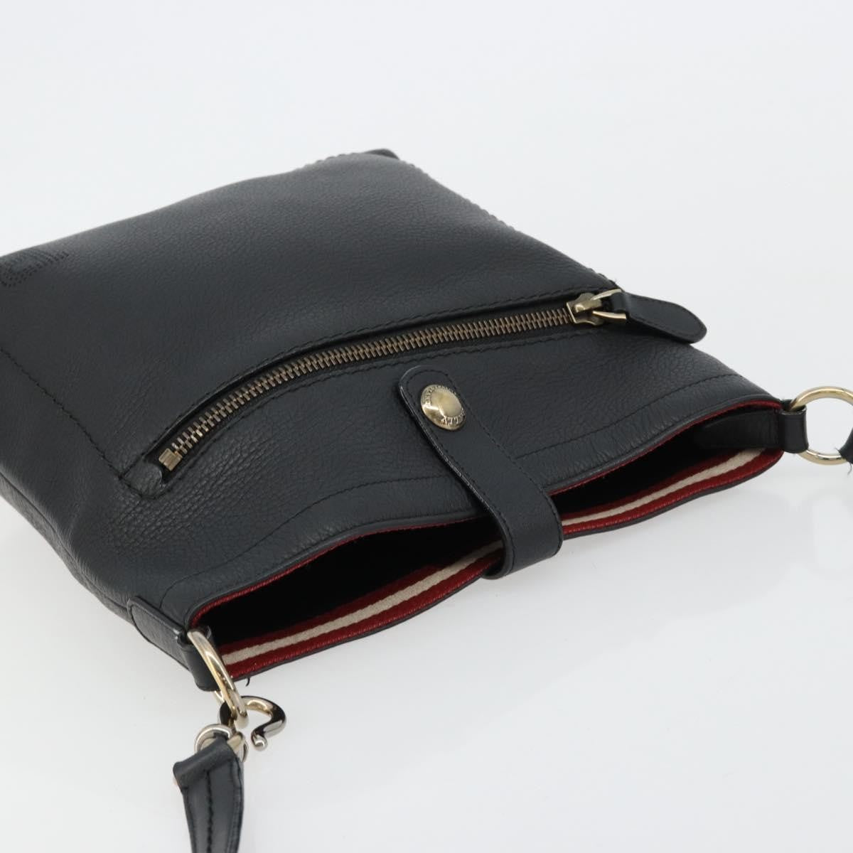 Bally Vintage Leather Black Leather Shoulder Bag Bag (Pre-Owned)