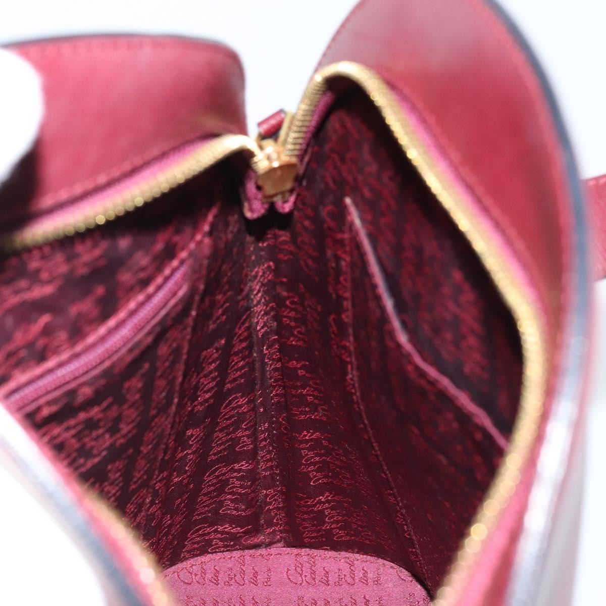 Cartier Vintage Must De Cartier Leather Burgundy Leather Handbag (Pre-Owned)
