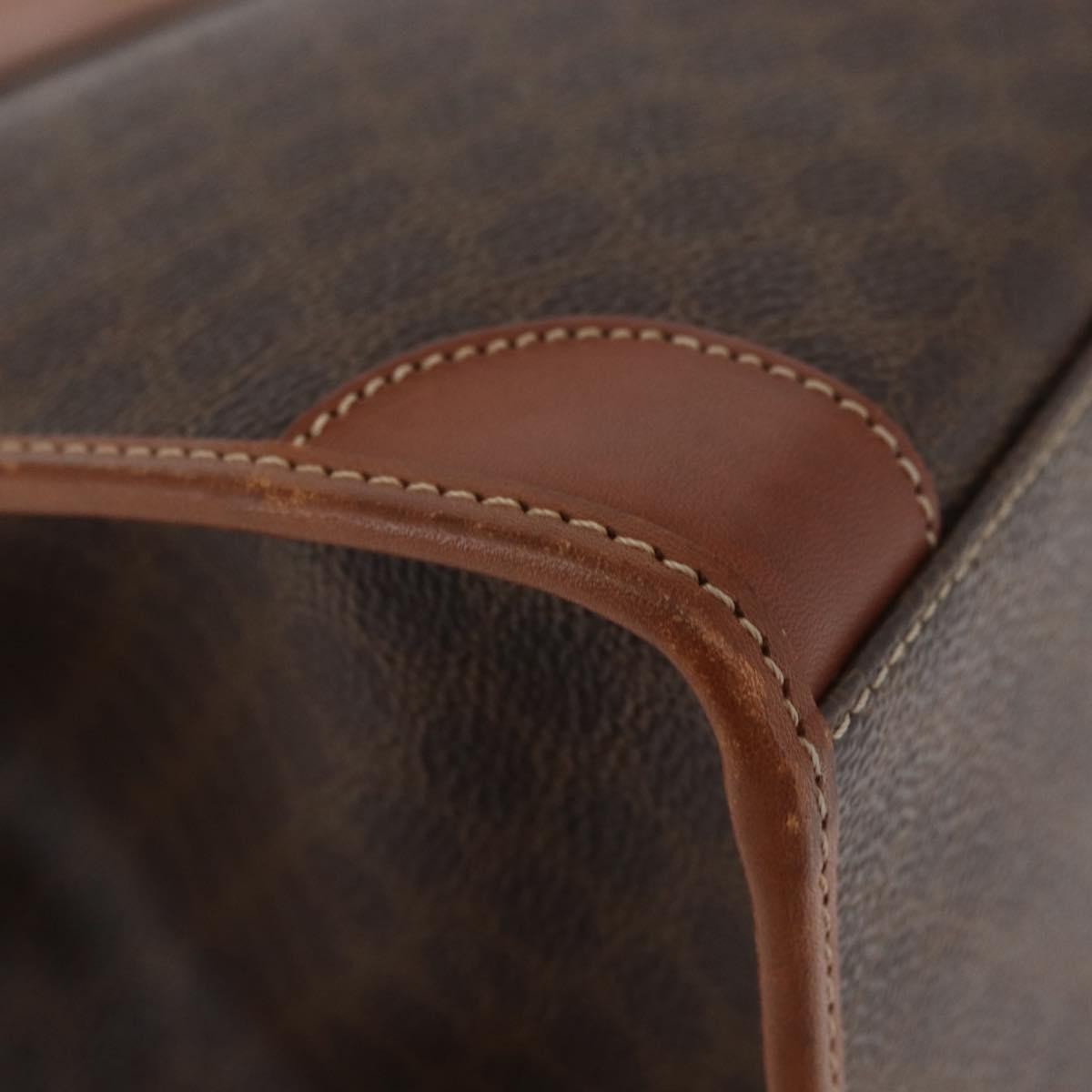 Celine Vintage Macadam Canvas And Leather Brown Canvas Tote Bag Bag (Pre-Owned)
