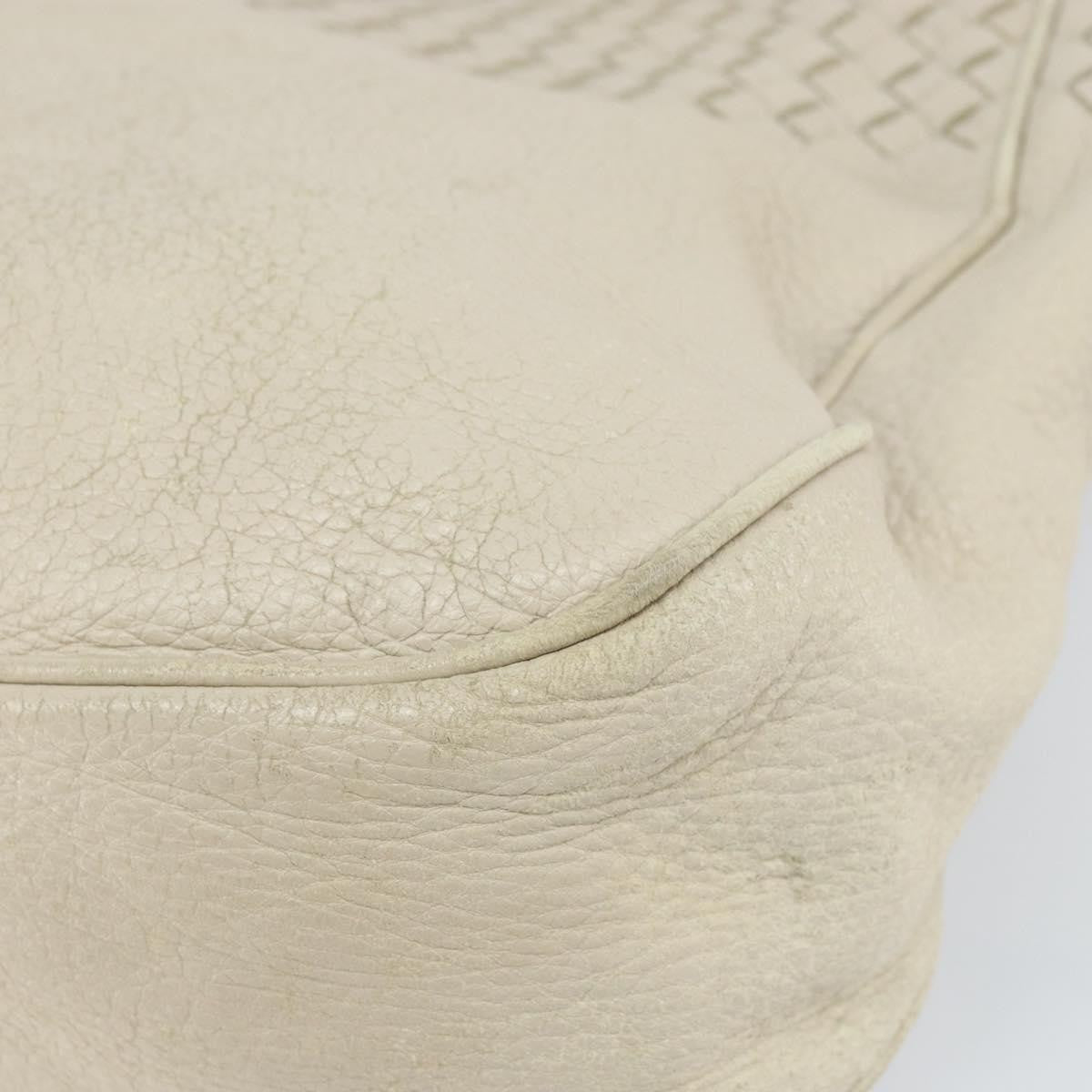 Bottega Veneta Braided Handle Hobo Embroidered Leather With Intrecciato Detail Beige Leather Shoulder Bag Bag (Pre-Owned)