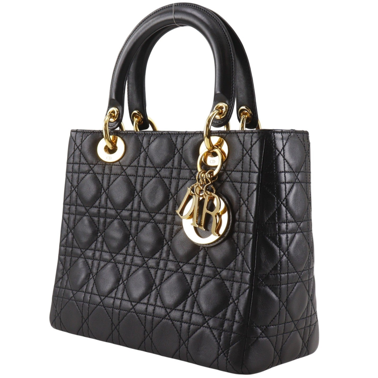 Christian Dior Lady Dior Cannage Black Leather Handbag (Pre-Owned)