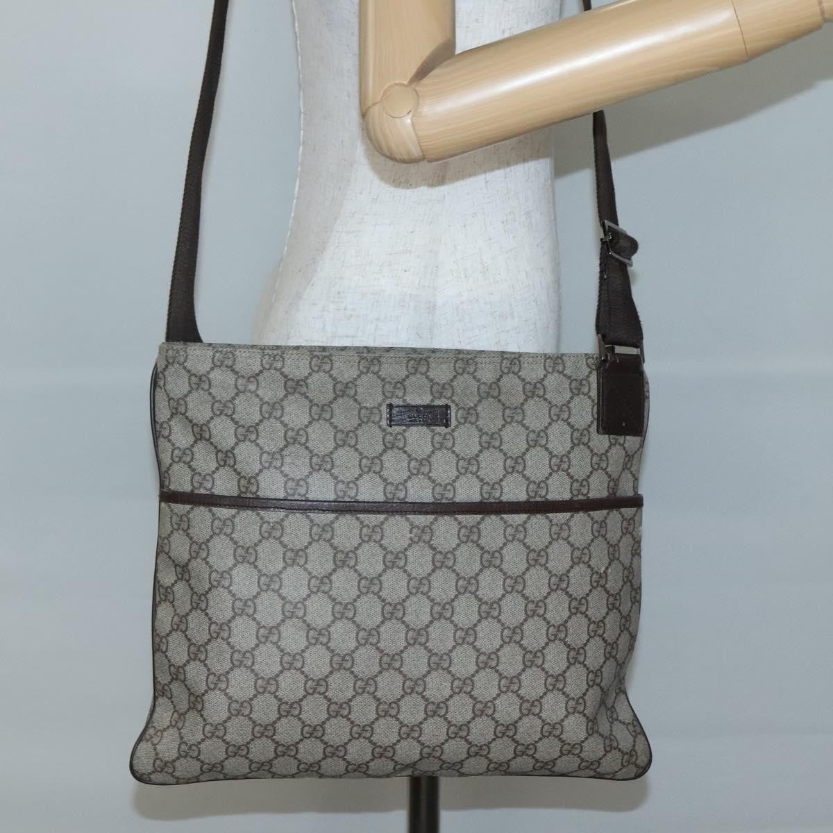 Gucci Zip Top Messenger Gg Coated Canvas Beige Canvas Shoulder Bag Bag (Pre-Owned)