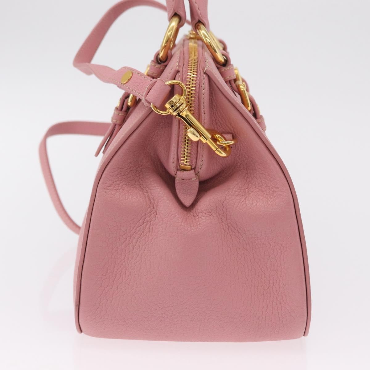 Miu Miu Madras Bowler Leather Pink Leather Handbag (Pre-Owned)