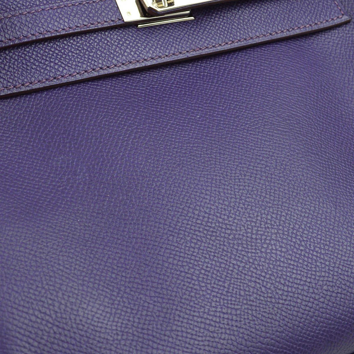 Hermes Kelly Purple Epsom With Palladium Hardware Purple Leather Handbag (Pre-Owned)