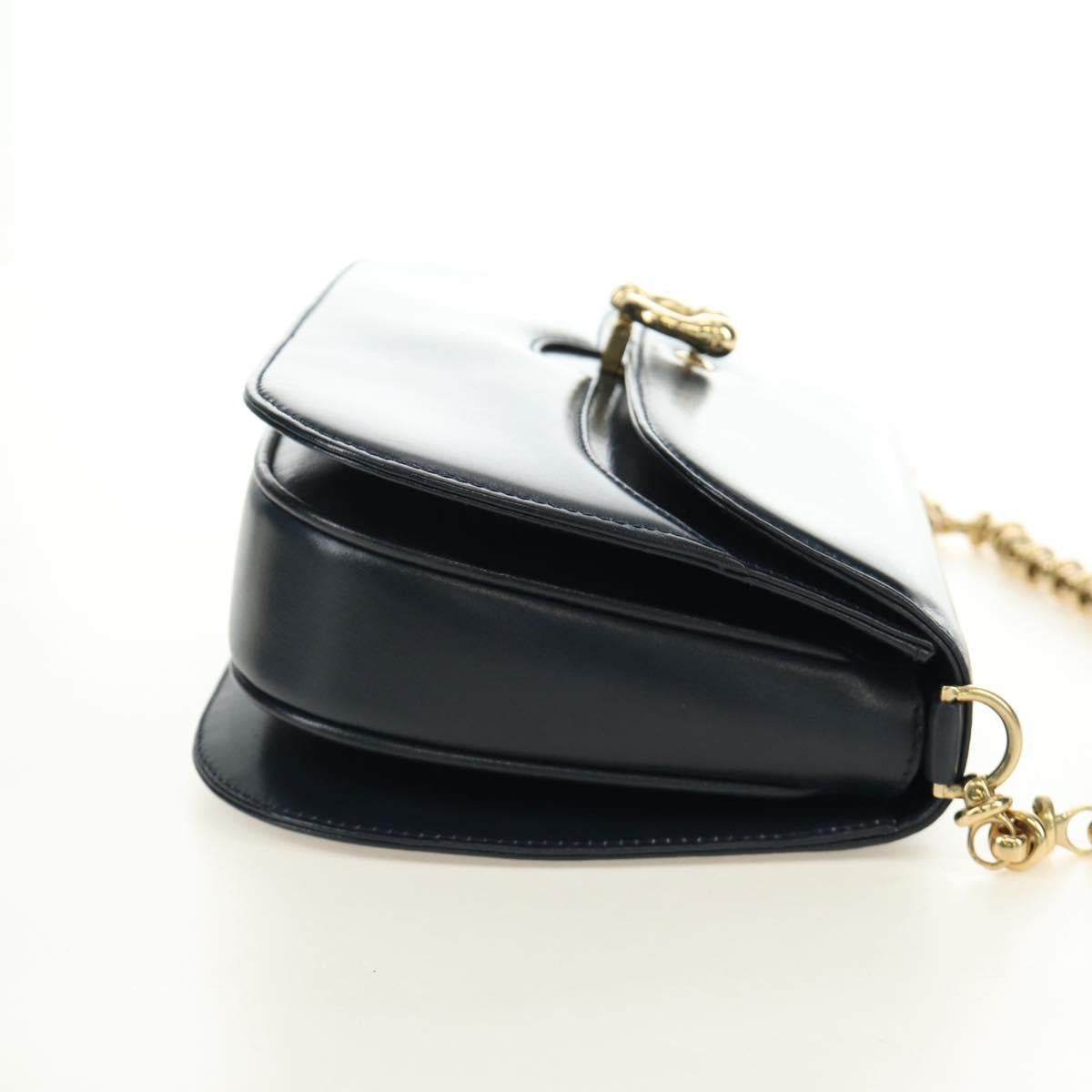Gucci Chain Flap Leather Navy Leather Shoulder Bag Bag (Pre-Owned)