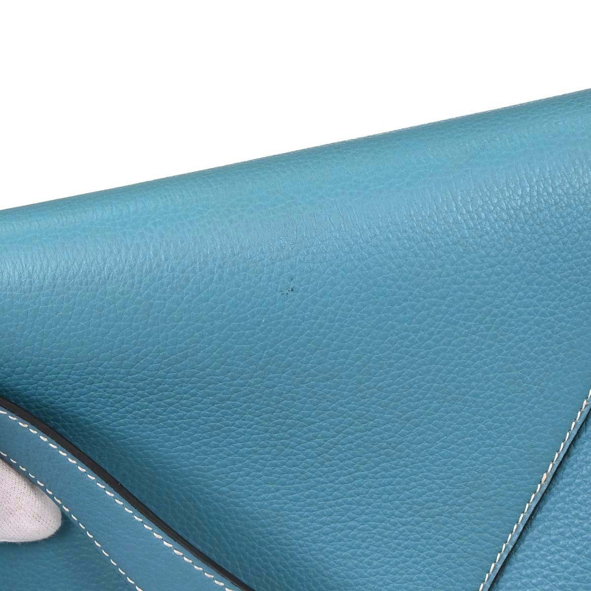 Hermes Christine Leather Blue Leather Handbag (Pre-Owned)