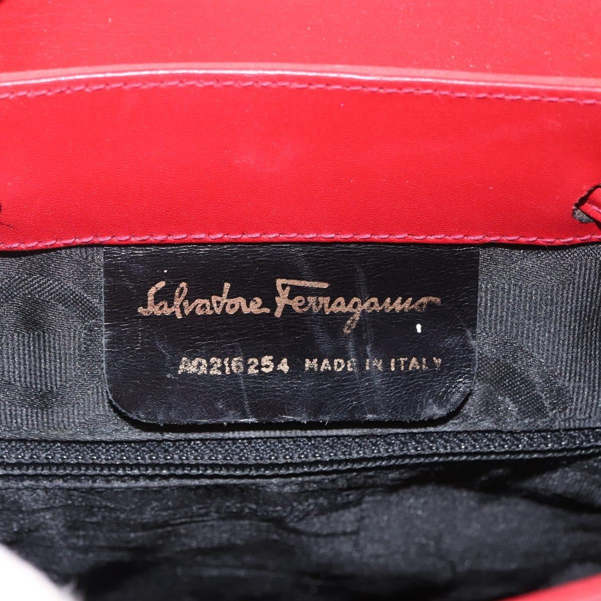 Salvatore Ferragamo Vara Flap Drawstring Leather And Suede Red Suede Backpack Bag (Pre-Owned)