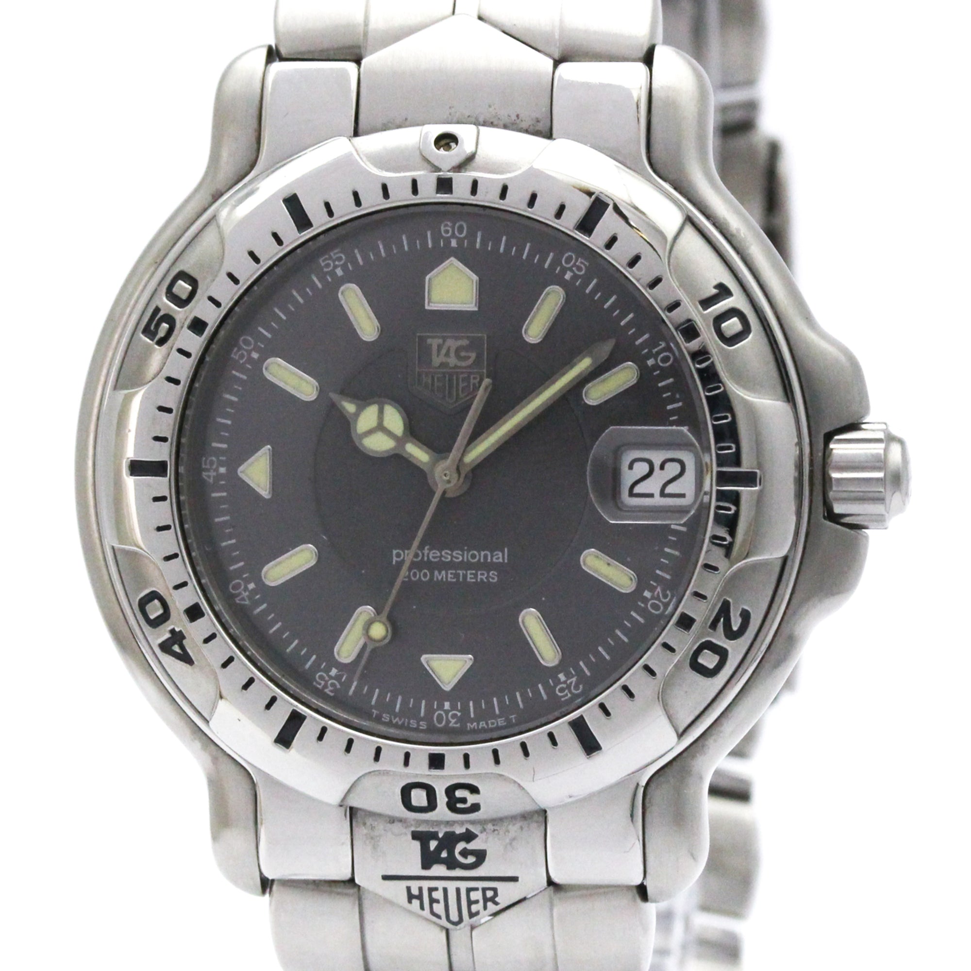 Tag Heuer Professional 6000 Quartz Stainless Steel With Plated Metal And Leather Watch (Pre-Owned)