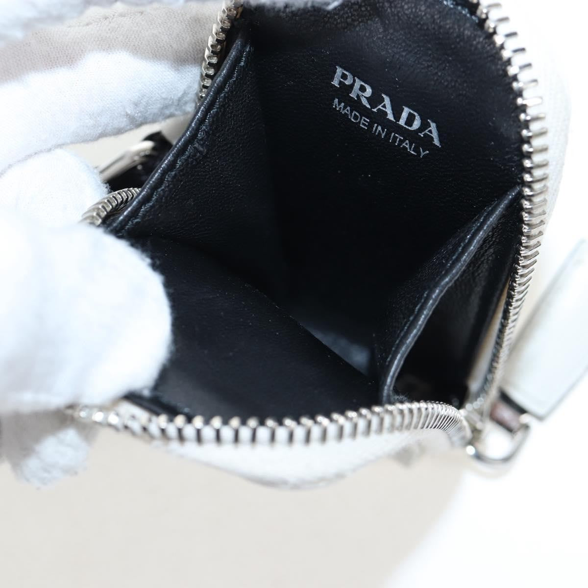 Prada Triangle Logo Wristlet Embossed Leather White Leather Clutche & Pouche Bag (Pre-Owned)