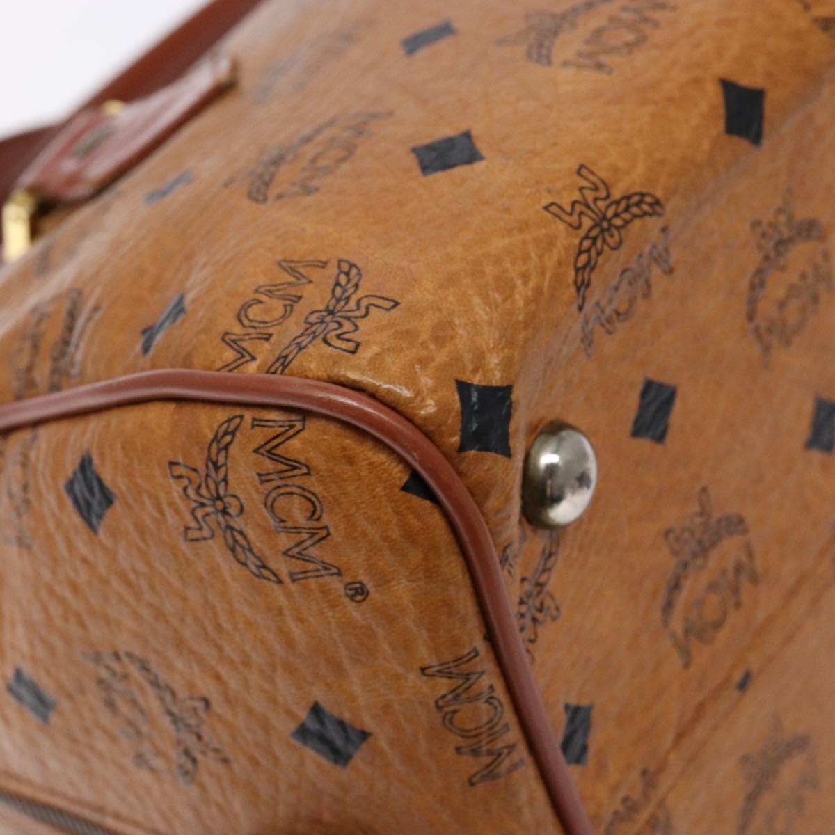 MCM Visetos Logogramme Leather Brown Leather Handbag (Pre-Owned)