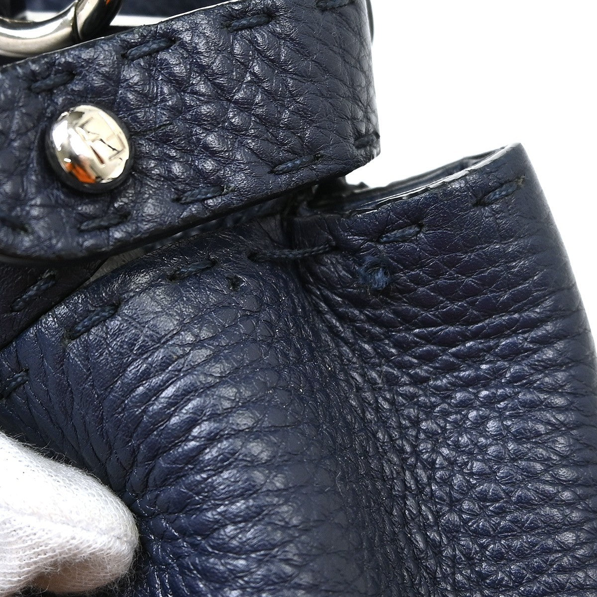 Fendi Peekaboo Soft Leather Navy Leather Handbag (Pre-Owned)