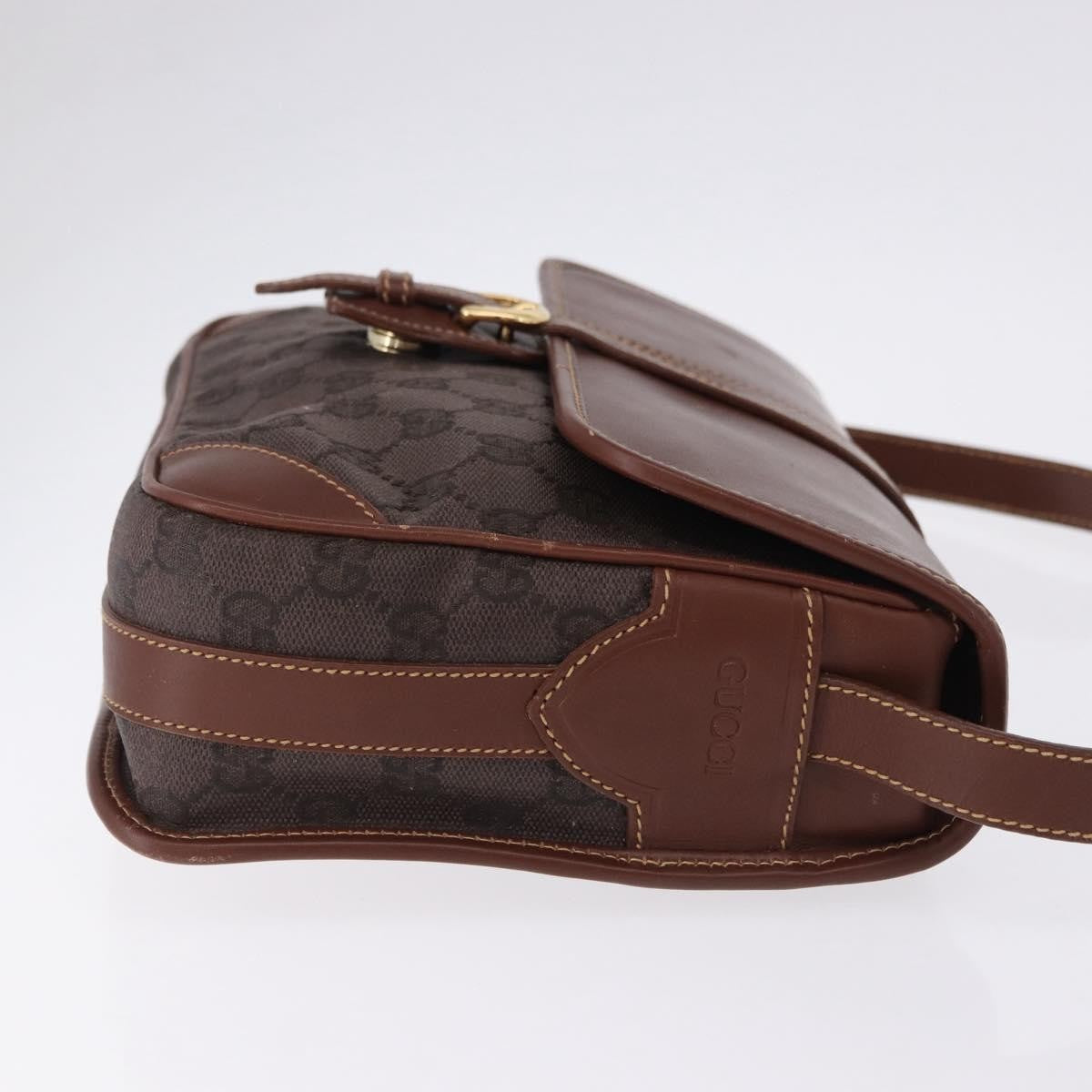 Gucci Flap Shoulder Bag Gg Canvas & Leather Brown Canvas Crossbody Bag Bag (Pre-Owned)