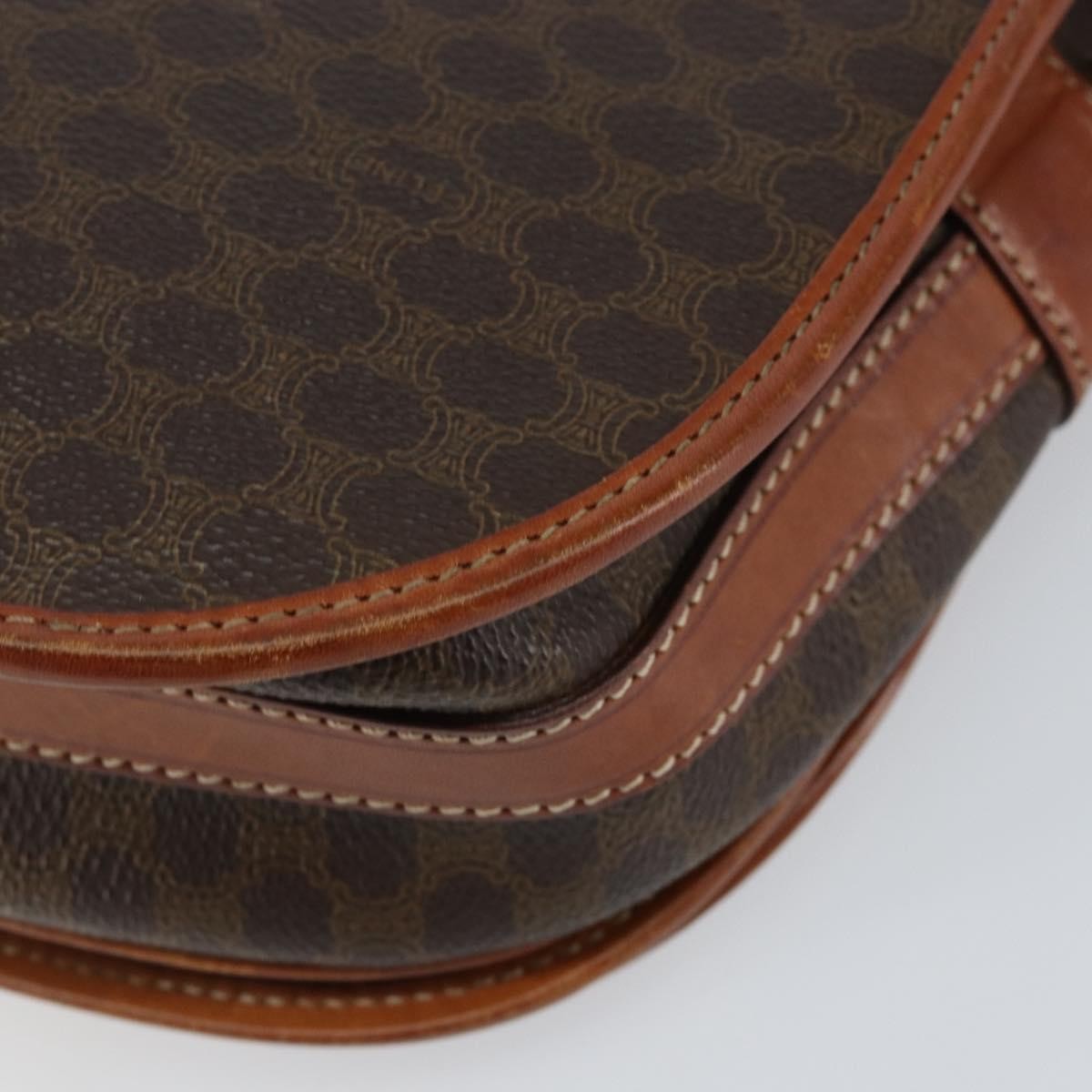 Celine Vintage Macadam Canvas And Leather Brown Canvas Shoulder Bag Bag (Pre-Owned)