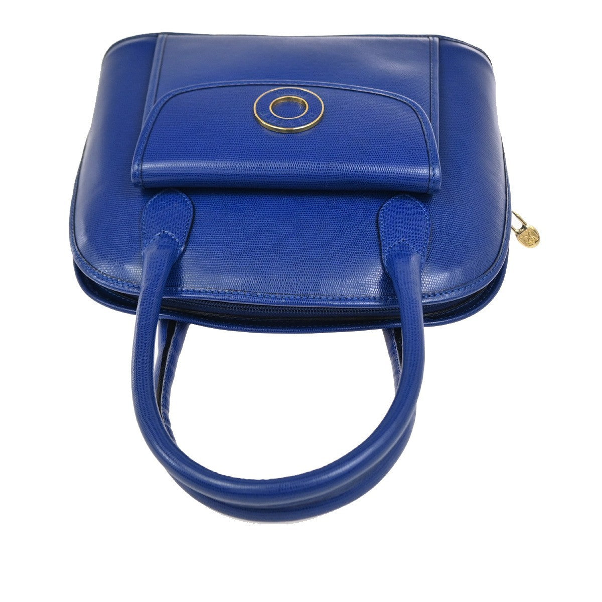 Celine Vintage Circle Logo Leather Blue Leather Handbag (Pre-Owned)