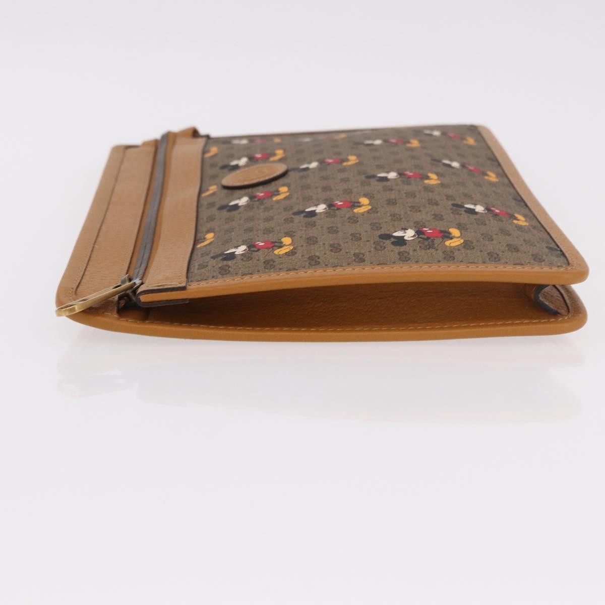 Gucci Disney Mickey Mouse Front Zip Printed Mini Gg Coated Canvas Beige Canvas Clutche & Pouche Bag (Pre-Owned)