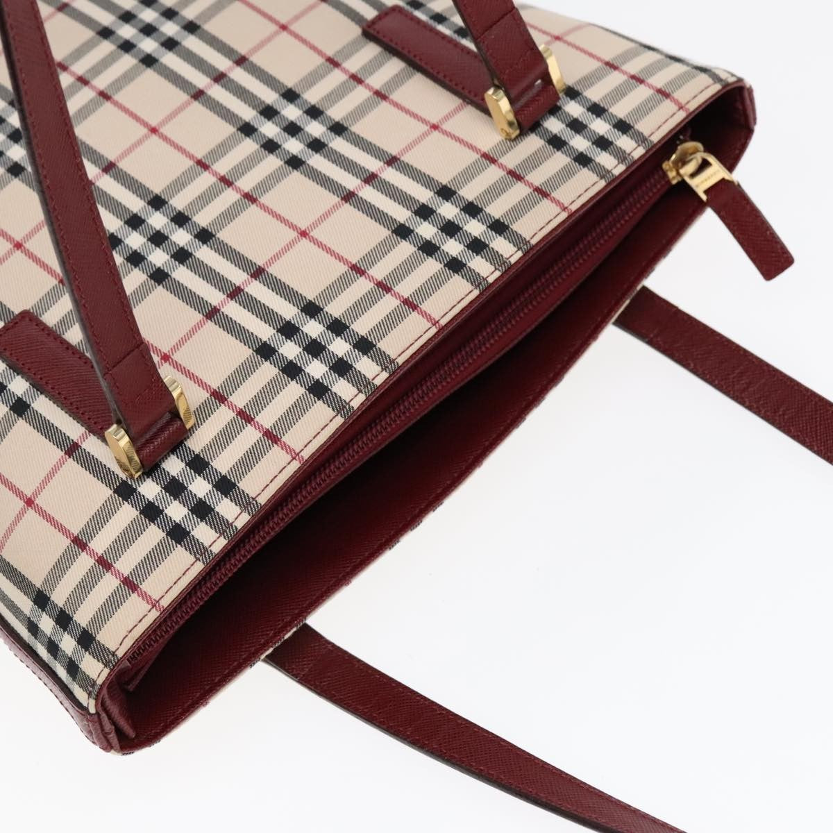 Burberry Nova Check Tote Canvas And Leather Beige Canvas Tote Bag Bag (Pre-Owned)