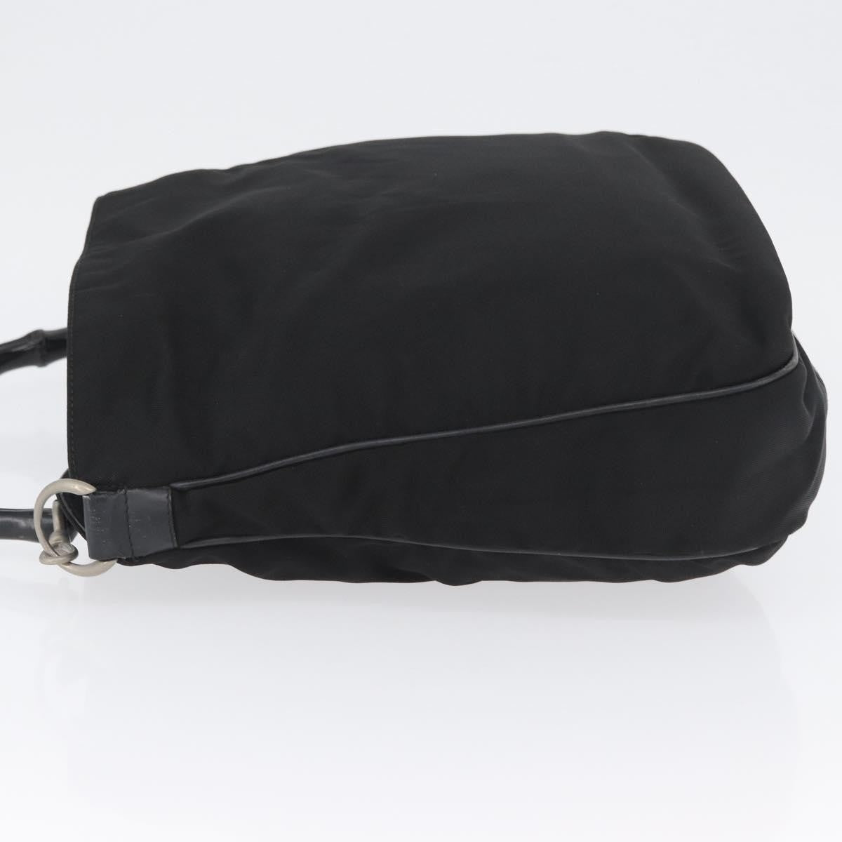 Gucci Vintage Bamboo Handle Nylon Black Nylon Handbag (Pre-Owned)