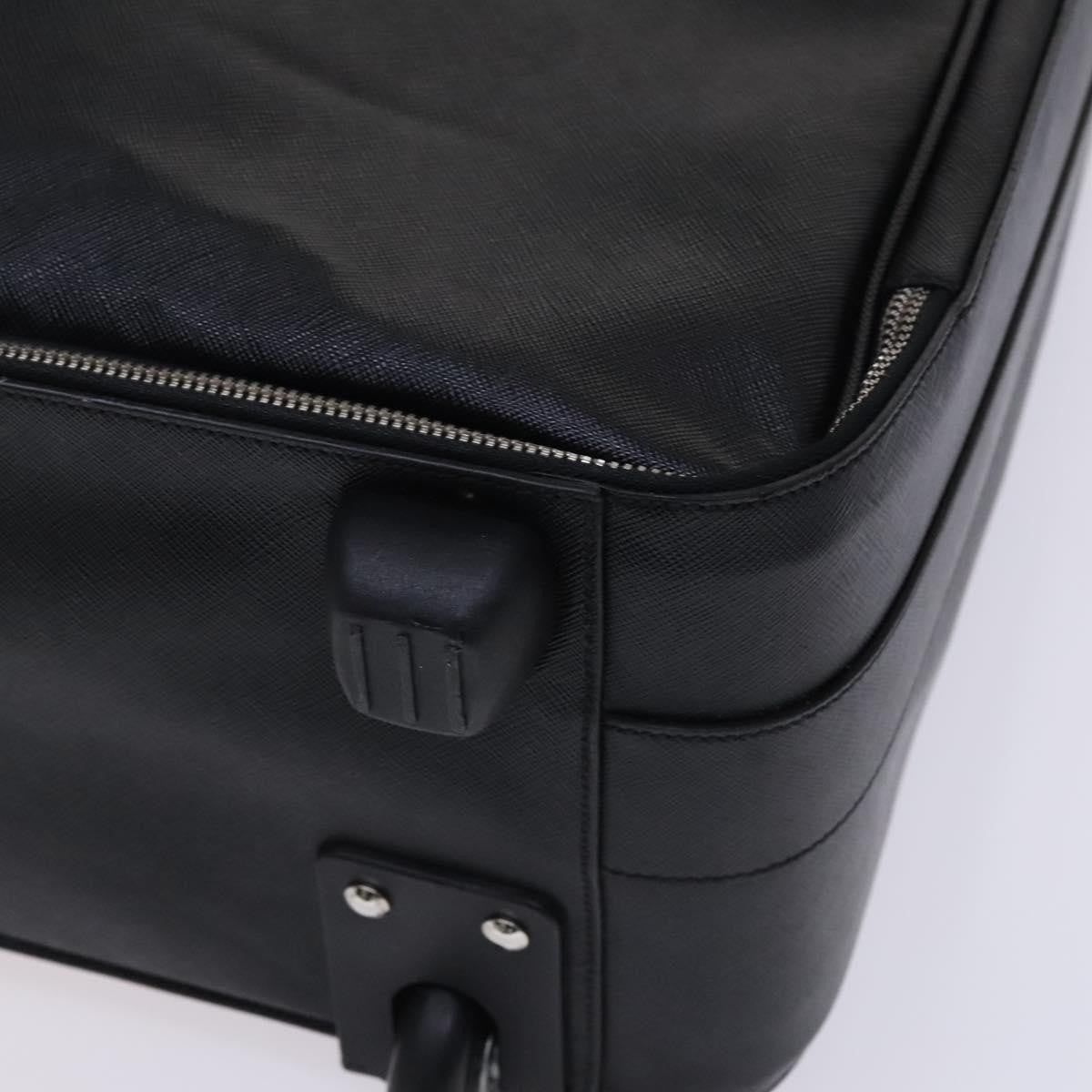 Prada Expandable Front Zip Boston Tessuto Black Leather Travel Bag Bag (Pre-Owned)