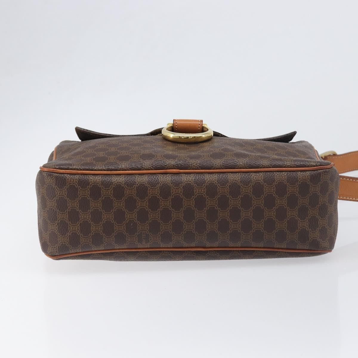 Celine Vintage Macadam Circle Logo Canvas And Leather Brown Pvc Shoulder Bag Bag (Pre-Owned)