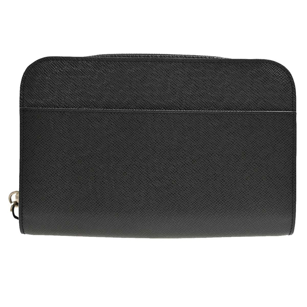 Louis Vuitton Pochette Baikal Clutch Taiga Leather Black Leather Clutche & Pouche Bag (Pre-Owned)