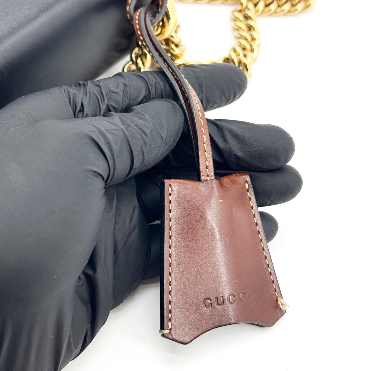 Gucci Padlock Top Handle Gg Coated Canvas And Leather Black Canvas Handbag (Pre-Owned)