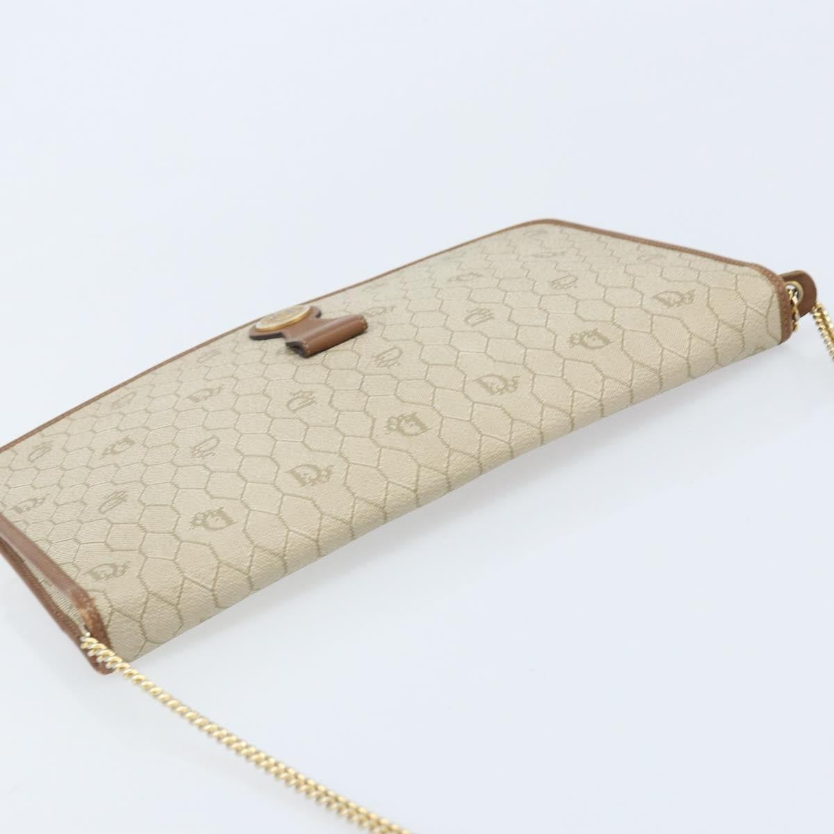 Christian Dior Vintage Honeycomb Chain Canvas Beige Canvas Shoulder Bag Bag (Pre-Owned)
