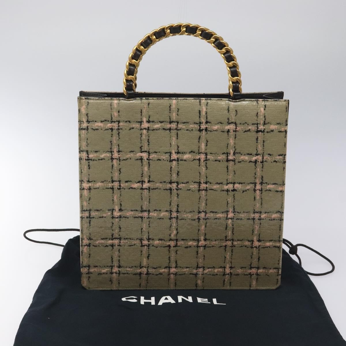 Chanel Vintage Chocolate Bar Tote Leather Beige Leather Tote Bag Bag (Pre-Owned)