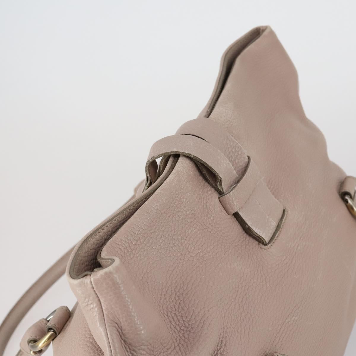 Salvatore Ferragamo Gancini Leather Beige Leather Shoulder Bag Bag (Pre-Owned)
