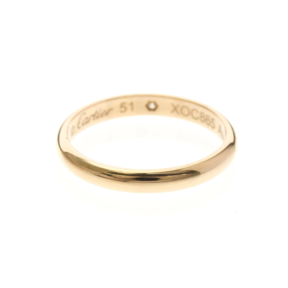 Cartier 1895 Wedding Band 18K Rose Gold With Diamond Gold Pink_Gold Ring Jewelry (Pre-Owned)