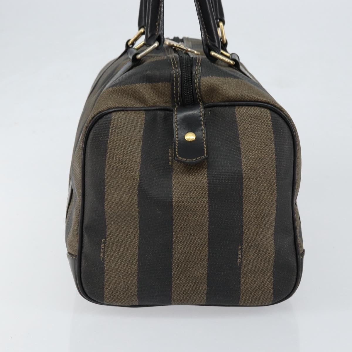 Fendi Vintage Pequin Boston Coated Canvas Brown Canvas Handbag (Pre-Owned)