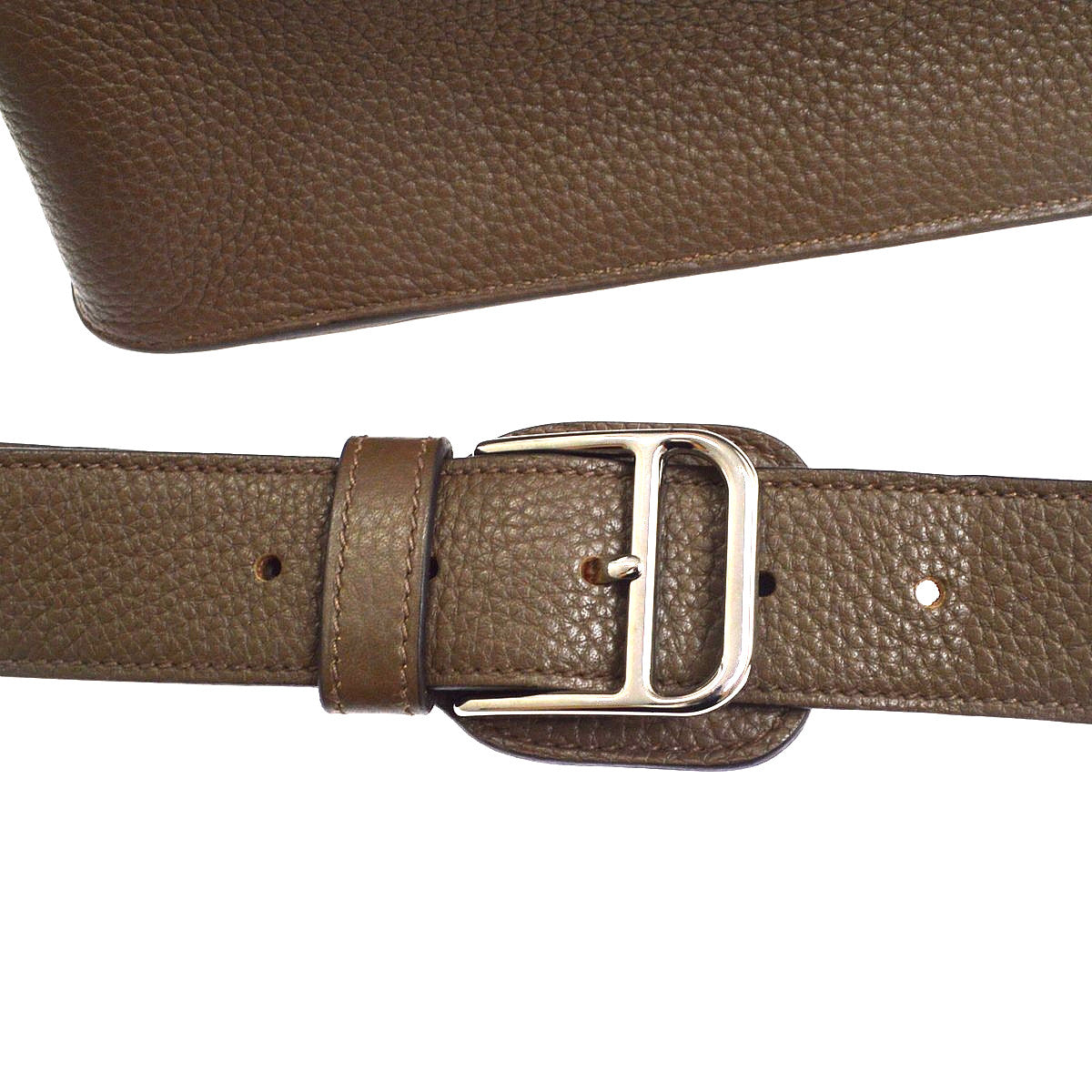 Hermes Steve Caporal Clemence Brown Leather Handbag (Pre-Owned)