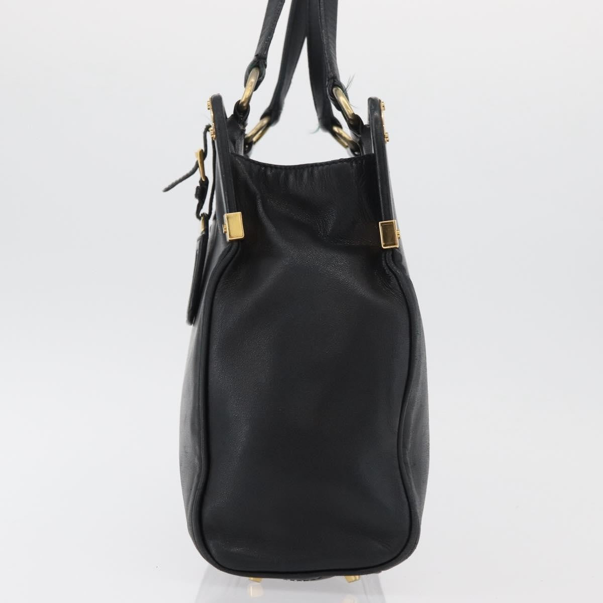 Prada Tote Leather Black Leather Tote Bag Bag (Pre-Owned)