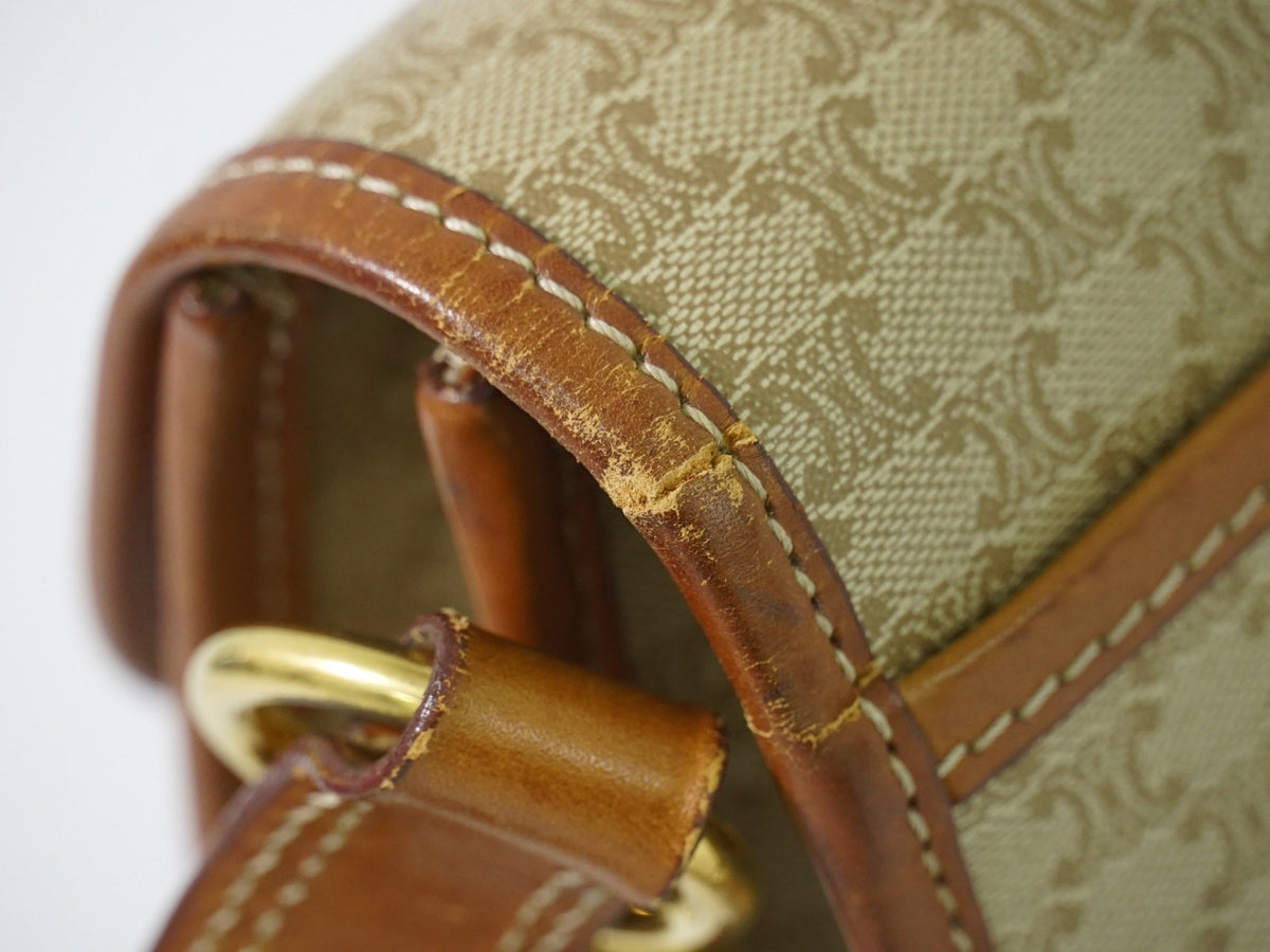 Celine Vintage Macadam Canvas And Leather Beige Canvas Shoulder Bag Bag (Pre-Owned)