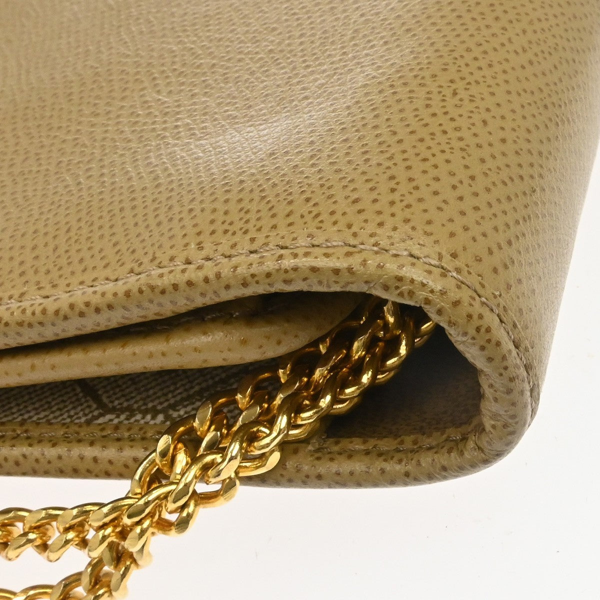 Christian Dior Vintage Chain Flap Leather Beige Leather Shoulder Bag Bag (Pre-Owned)