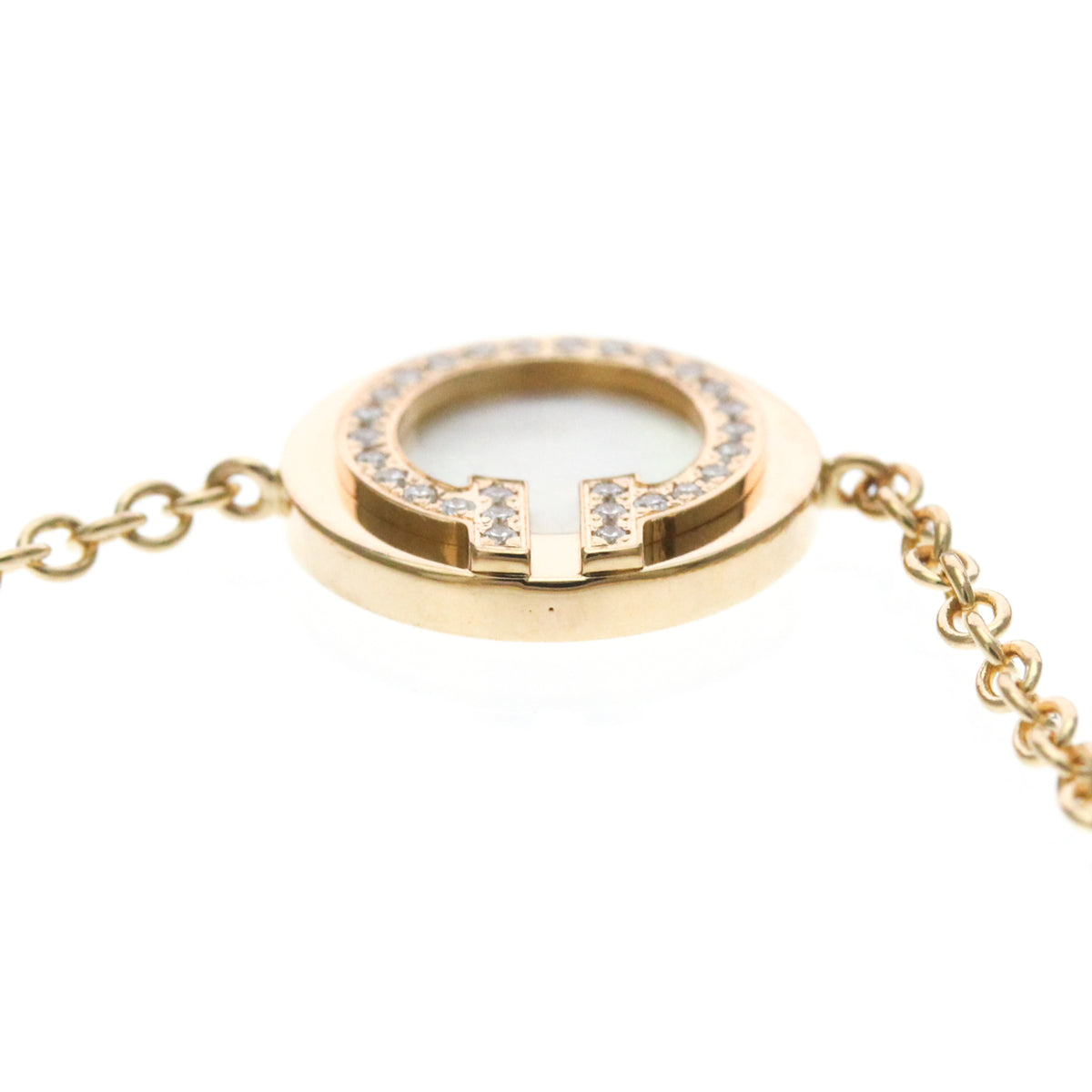 Tiffany & Co. T Circle Chain 18K Rose Gold With Mother Of Pearl And Diamonds Gold Pink_Gold Bracelet Jewelry (Pre-Owned)
