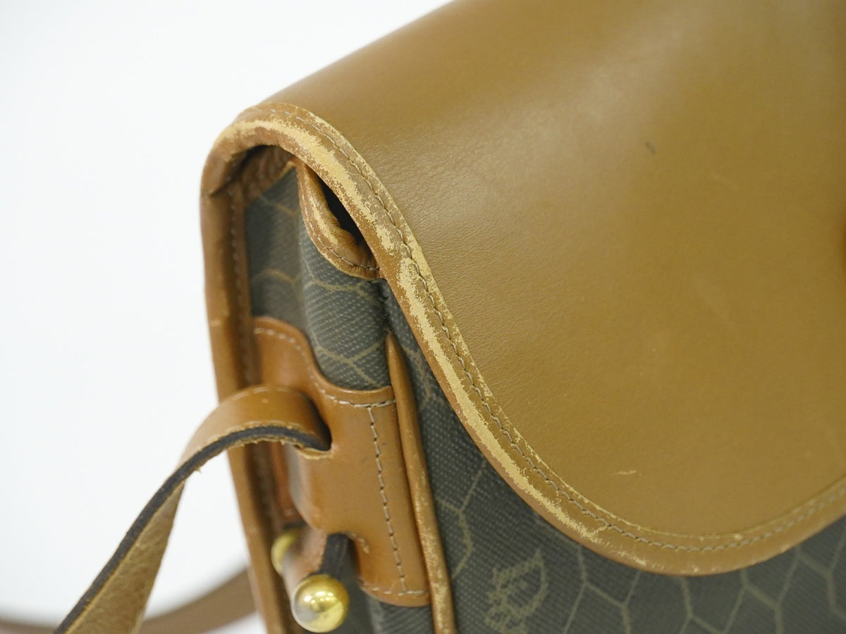 Christian Dior Vintage Honeycomb Canvas Brown Canvas Shoulder Bag Bag (Pre-Owned)