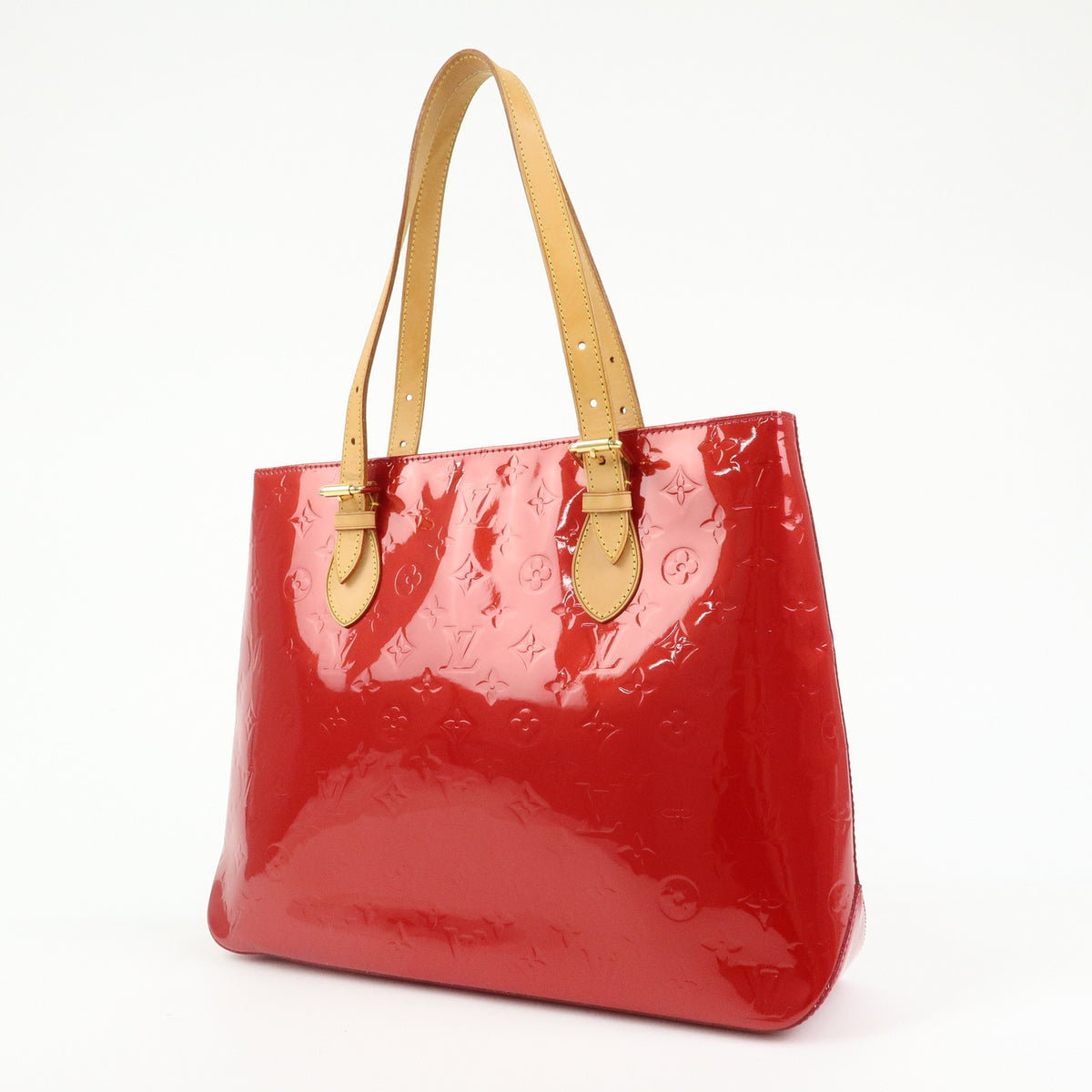 Louis Vuitton Brentwood Monogram Vernis Red Patent_Leather Handbag (Pre-Owned)