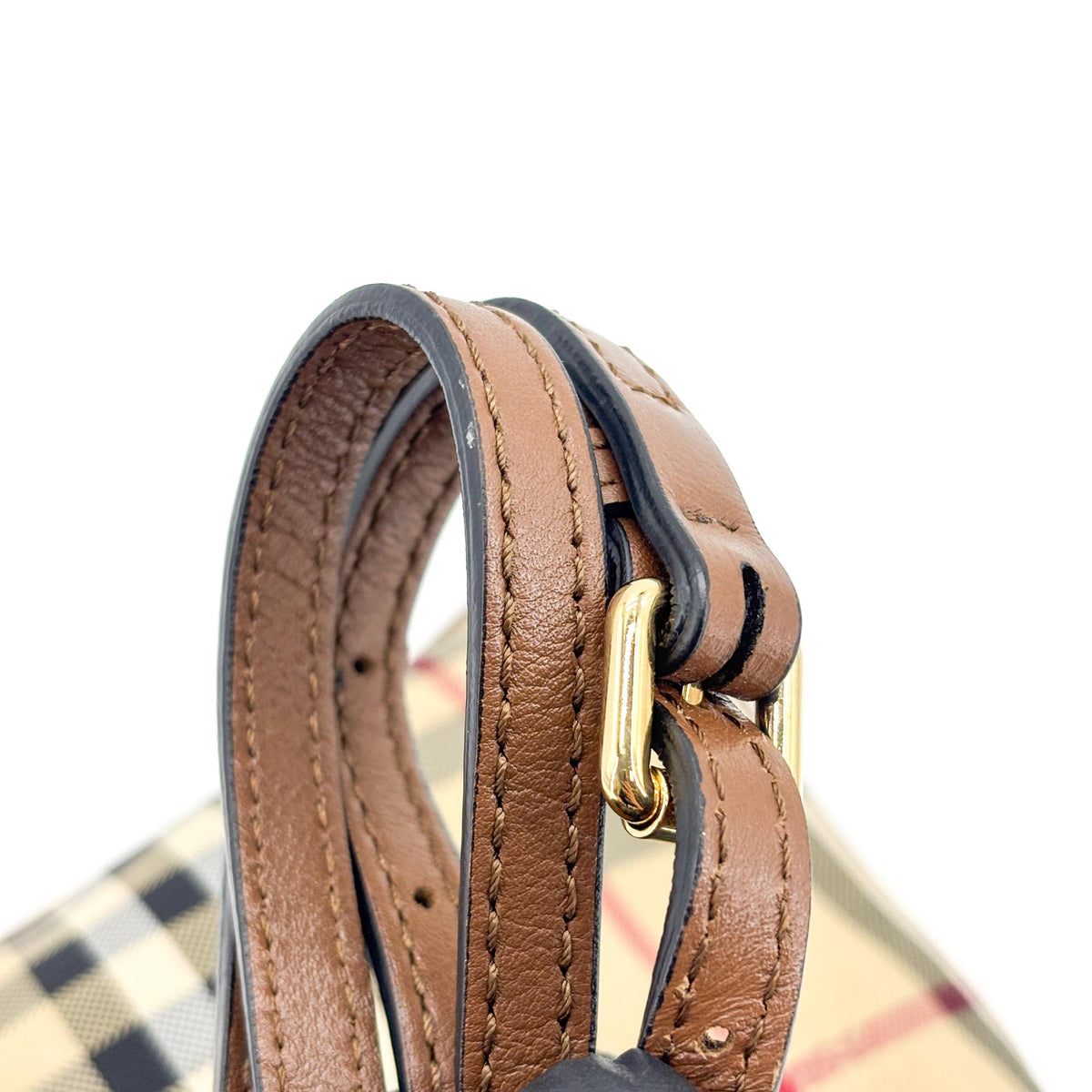 Burberry Peyton Crossbody Clutch Haymarket Coated Canvas Brown Canvas Crossbody Bag Bag (Pre-Owned)