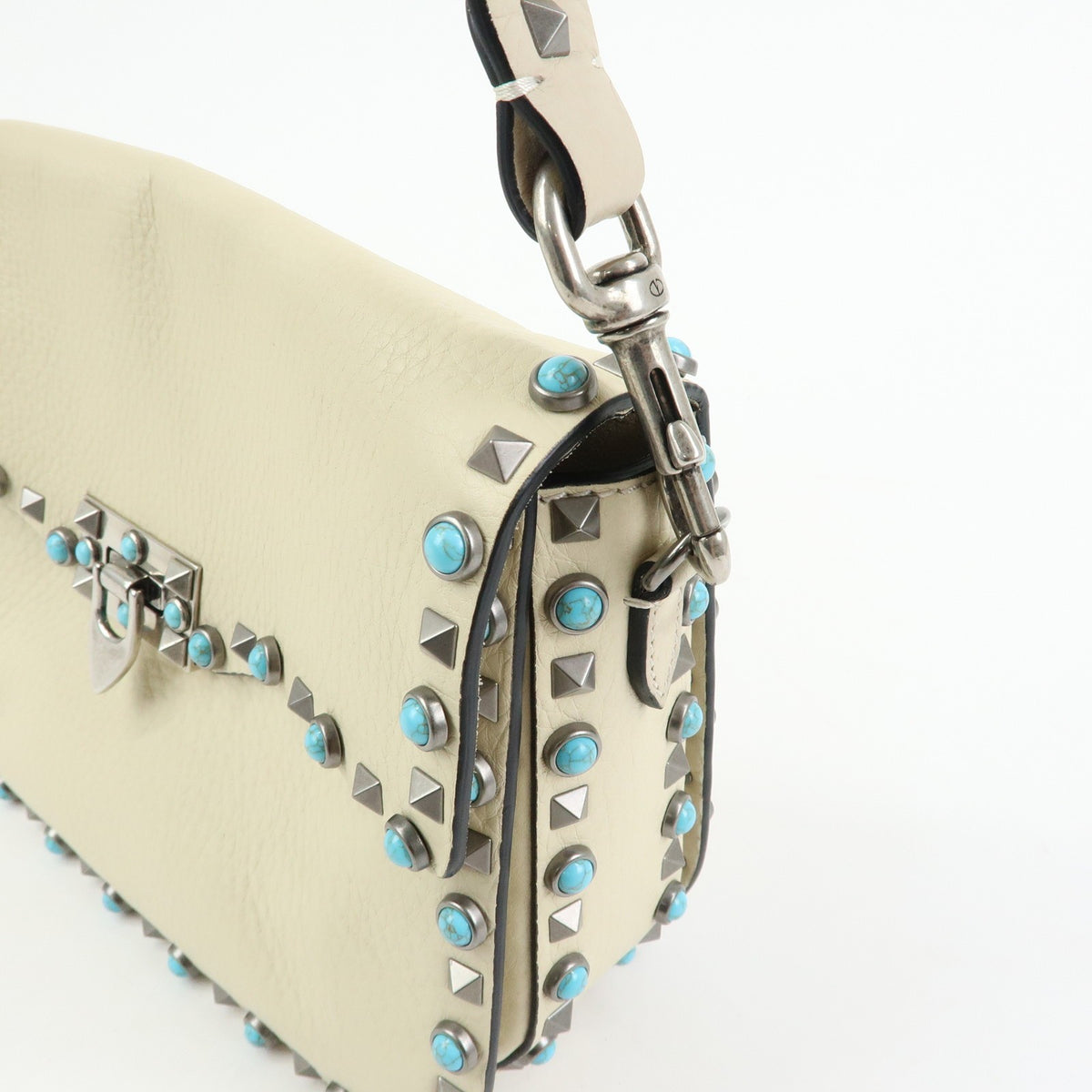Valentino Garavani Rolling Rockstud Leather With Cabochons Multicolour Leather Crossbody Bag Bag (Pre-Owned)
