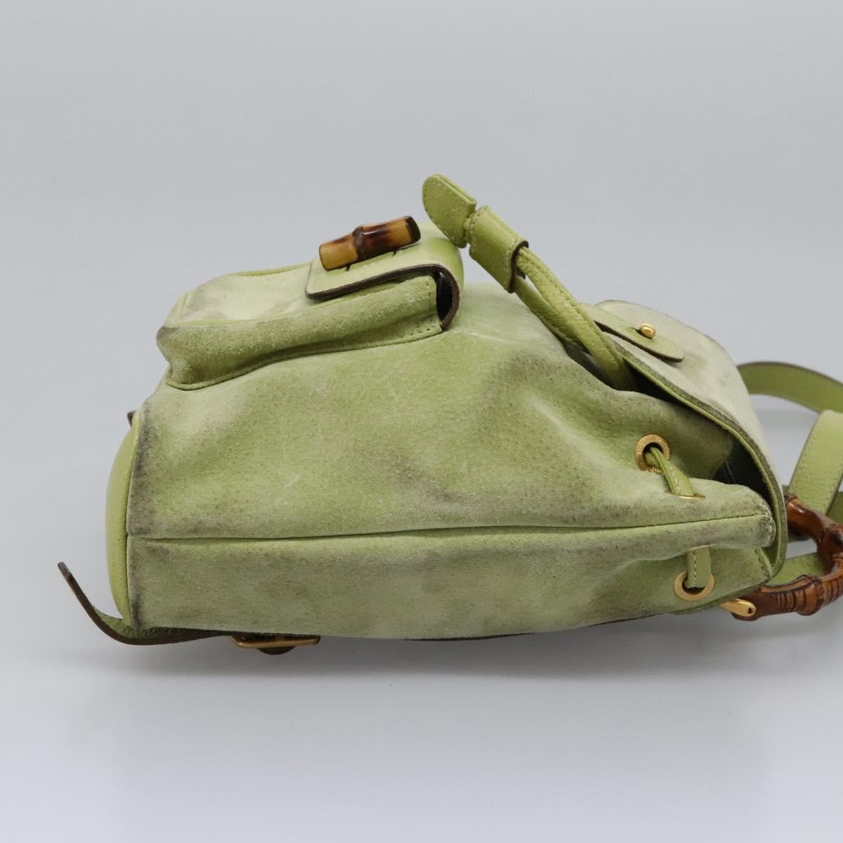 Gucci Gucci Bamboo Daim Green Suede Backpack Bag (Pre-Owned)