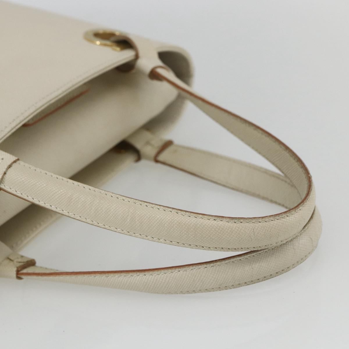 Salvatore Ferragamo Gancini Leather White Leather Handbag (Pre-Owned)
