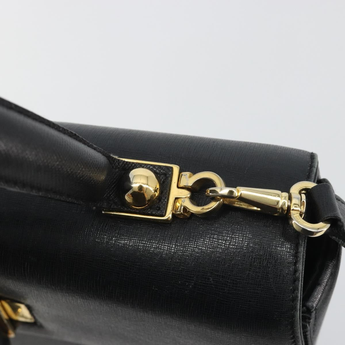 Salvatore Ferragamo Gancini Leather Black Leather Handbag (Pre-Owned)