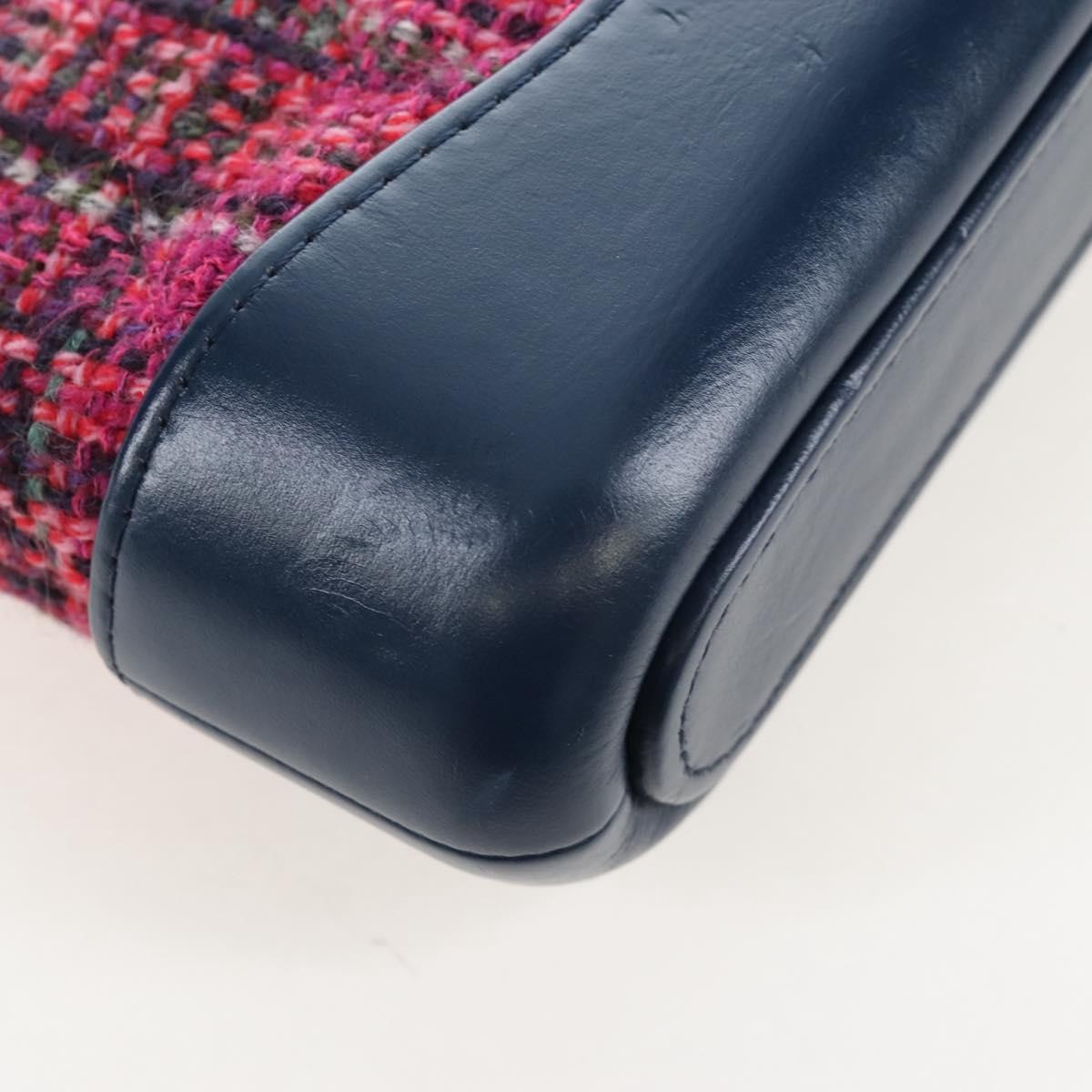 Chanel Gabrielle Double Zip Clutch With Chain Quilted Tweed Pink Tweed Clutche & Pouche Bag (Pre-Owned)