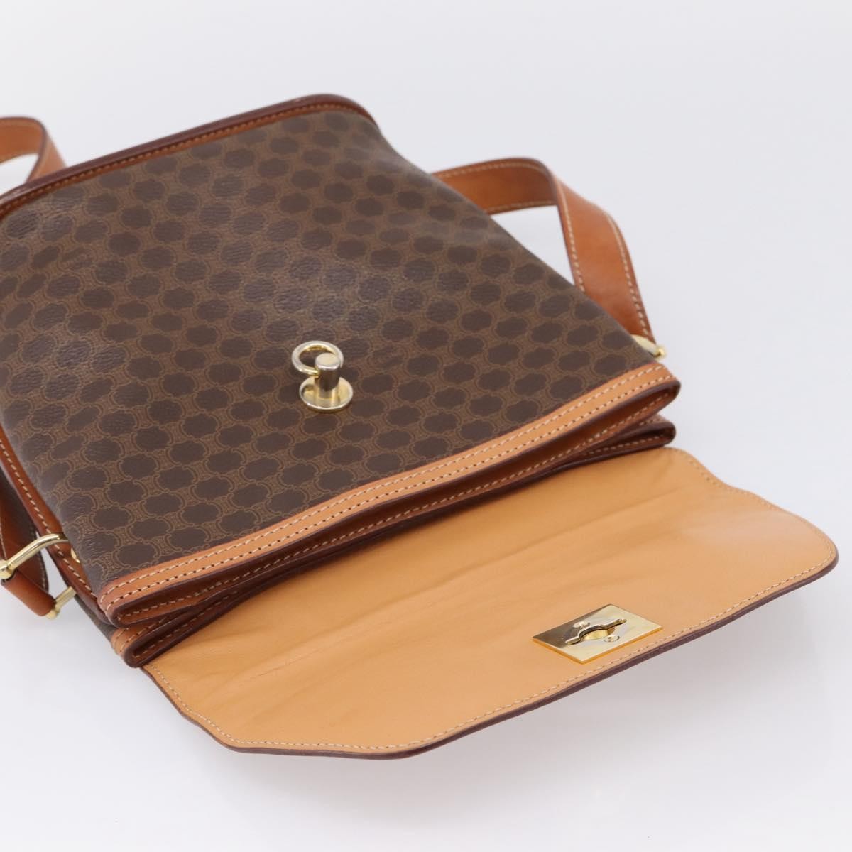 Celine Macadam Leather Brown Canvas Shoulder Bag Bag (Pre-Owned)