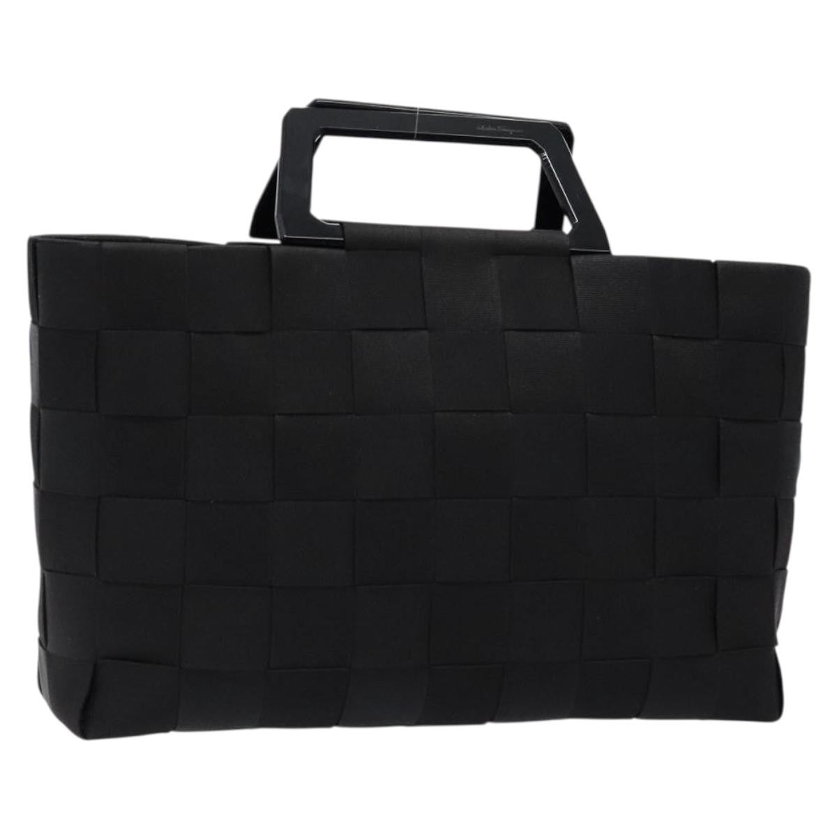 Salvatore Ferragamo Vintage Canvas Black Canvas Handbag (Pre-Owned)