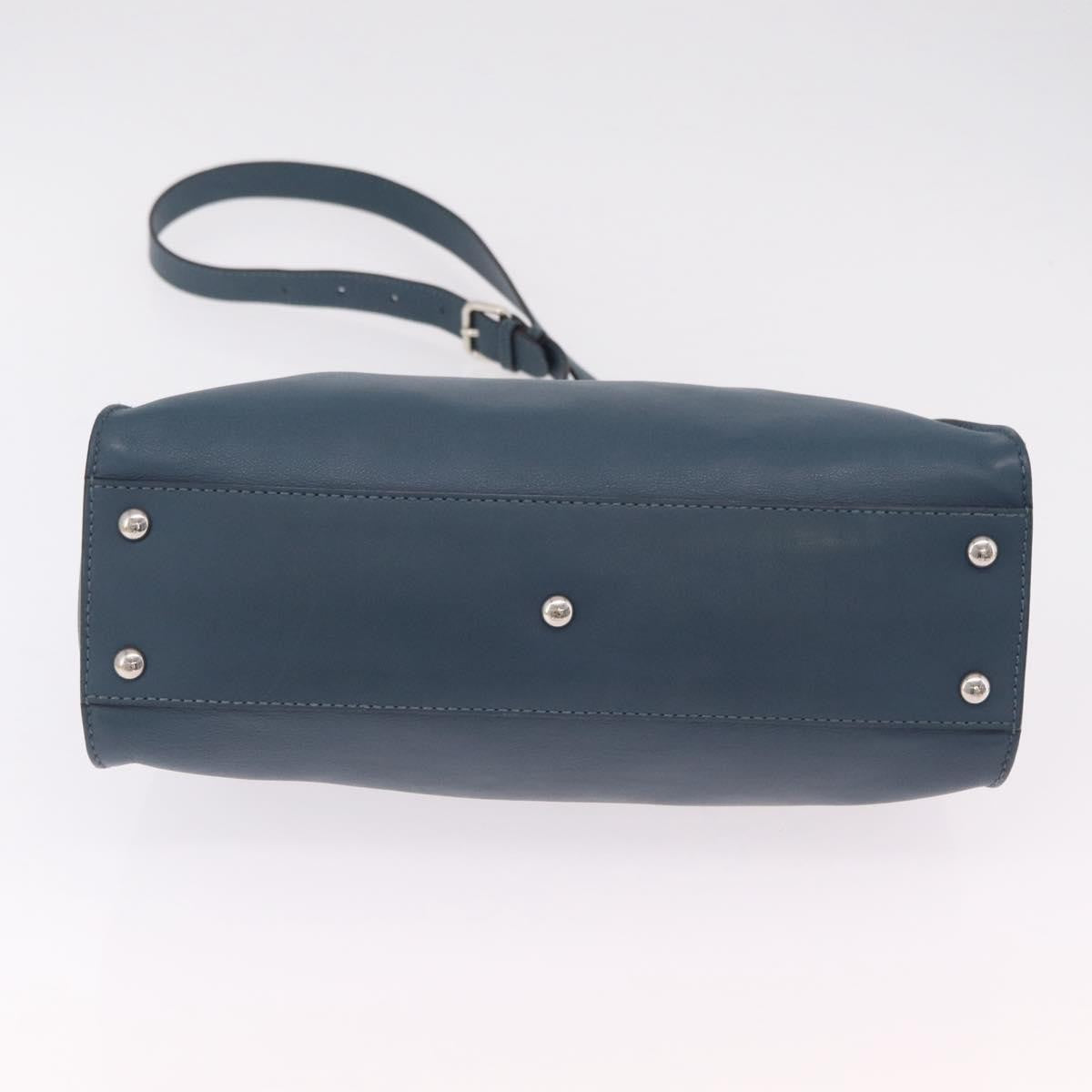 Fendi Peekaboo Ruffled Leather Blue Leather Handbag (Pre-Owned)