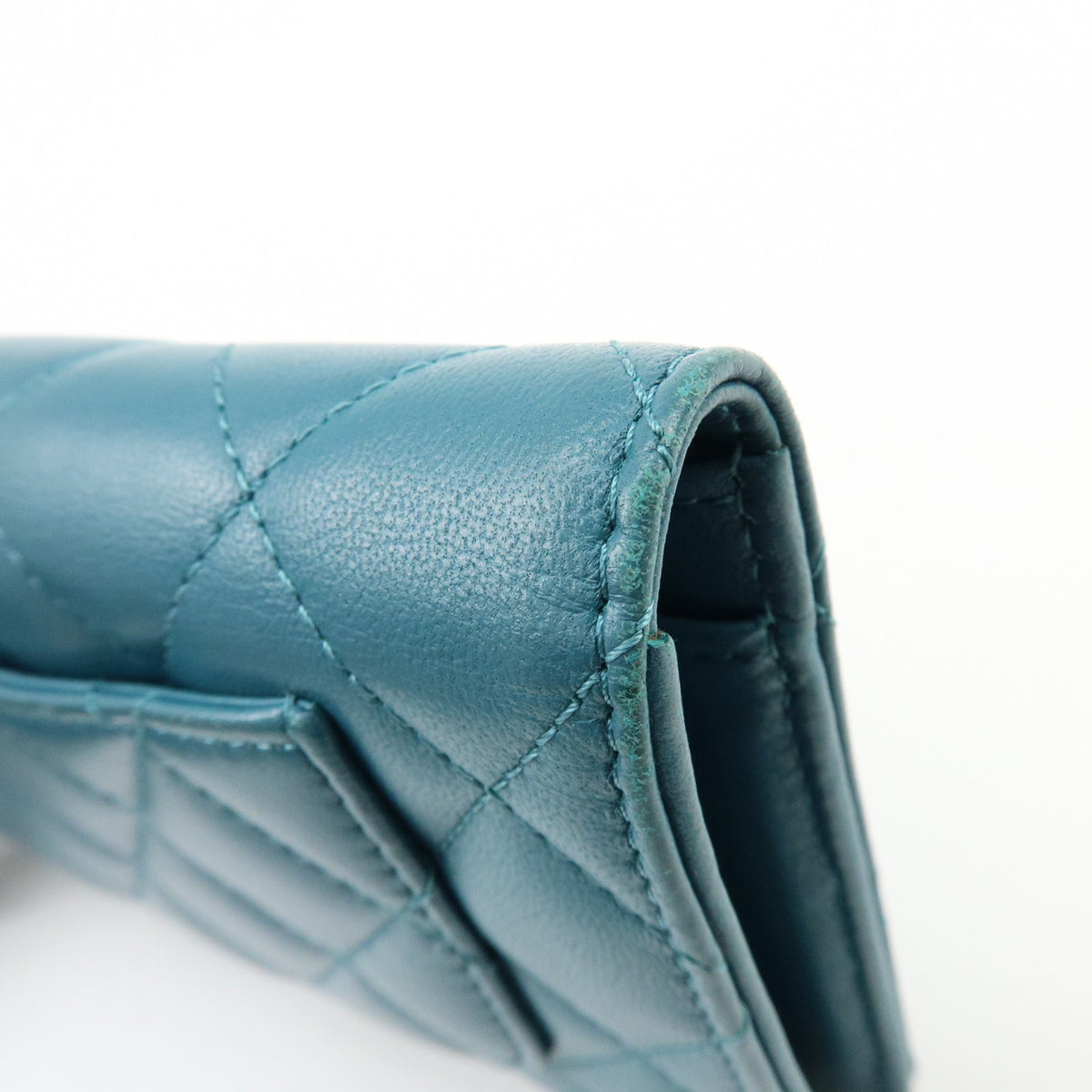 Chanel Bi-Fold Quilted Patent Blue Leather Wallets Accessory (Pre-Owned)