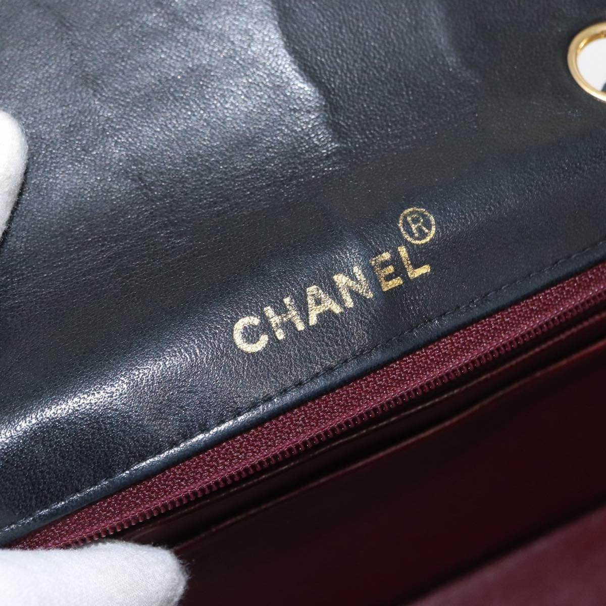 Chanel Vintage Mademoiselle Lock Trapezoid Flap Quilted Lambskin Black Leather Shoulder Bag Bag (Pre-Owned)