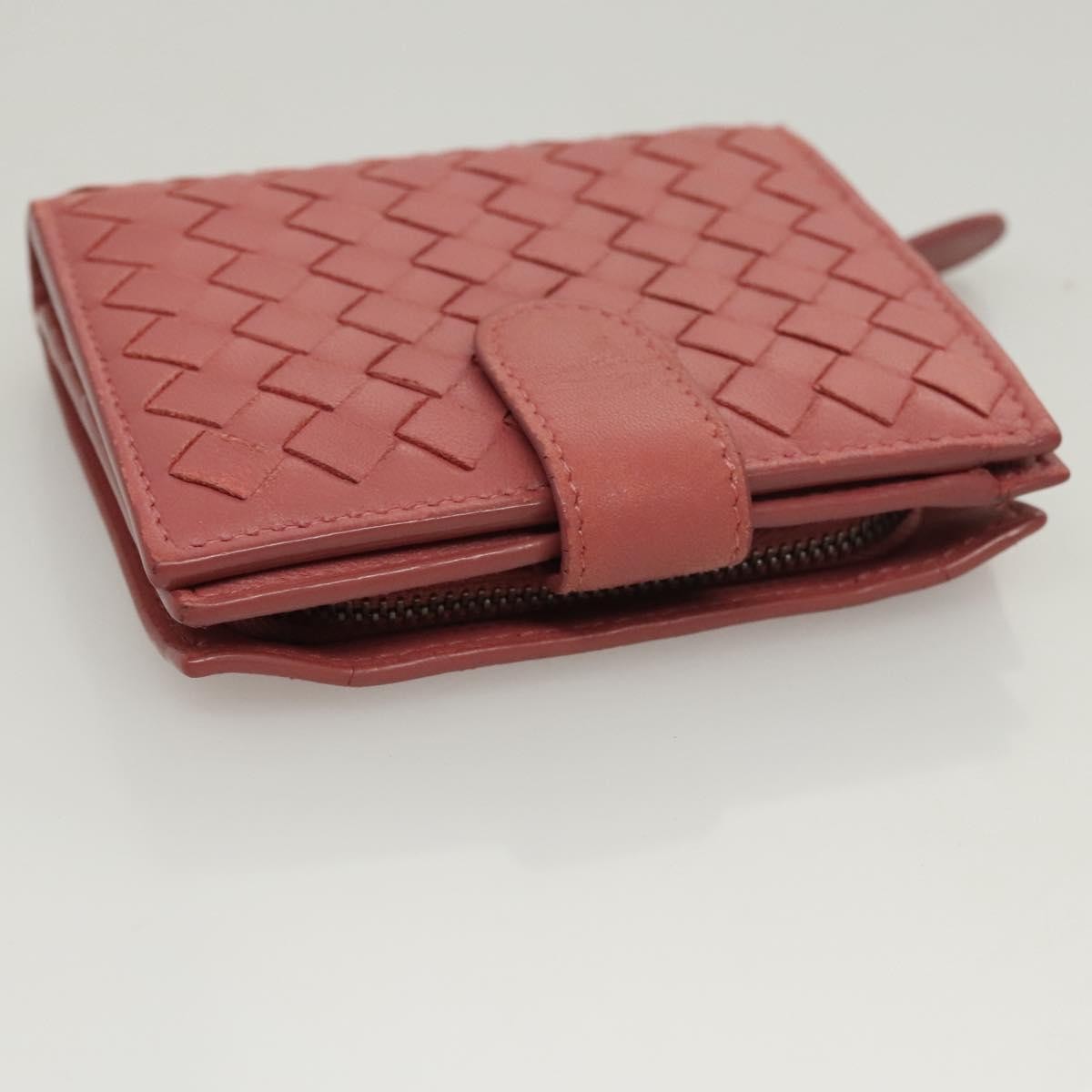 Bottega Veneta Bifold Coin Pocket Card Holder Intrecciato Nappa Pink Leather Wallets Accessory (Pre-Owned)