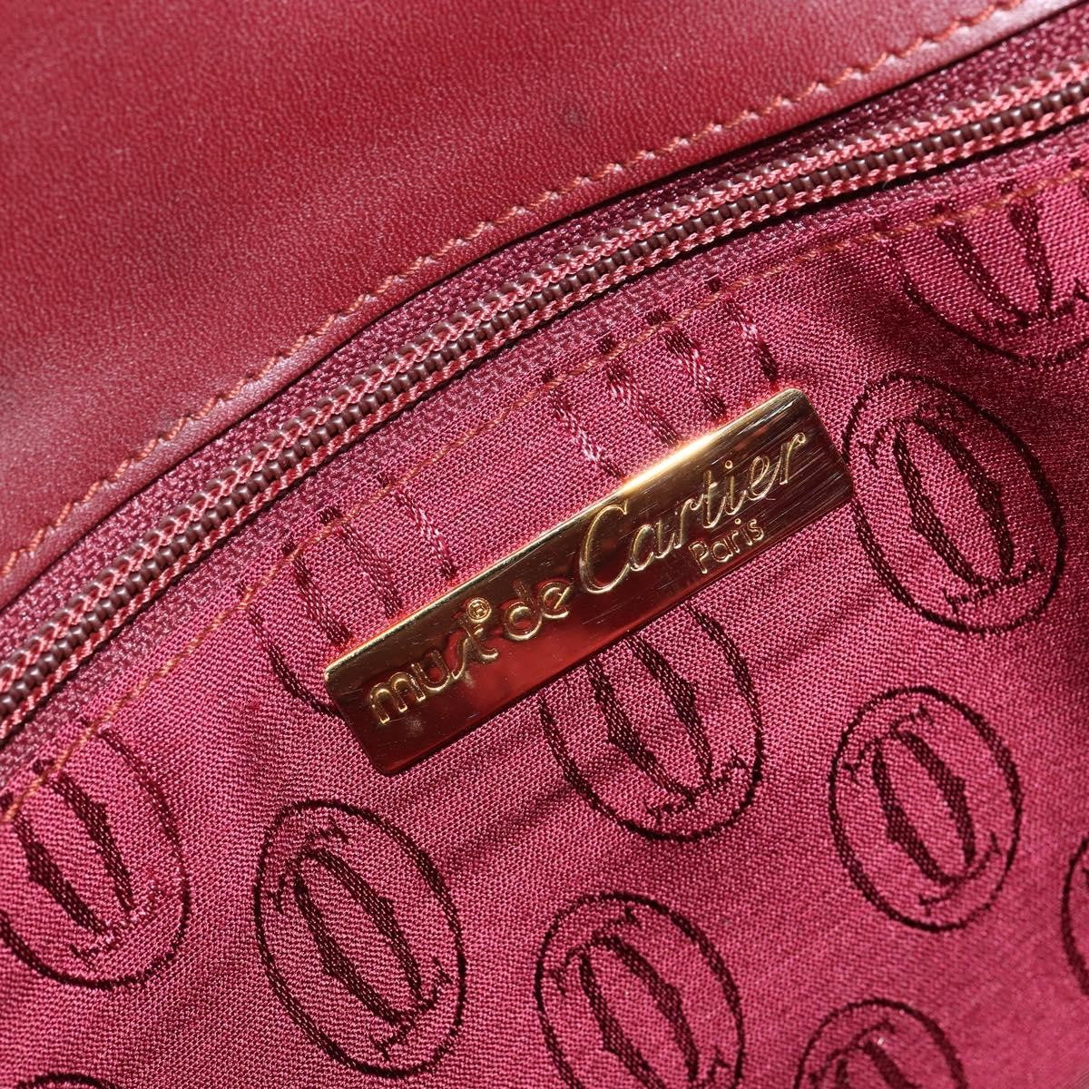 Cartier Must De Cartier Clutch Leather Burgundy Leather Clutche & Pouche Bag (Pre-Owned)